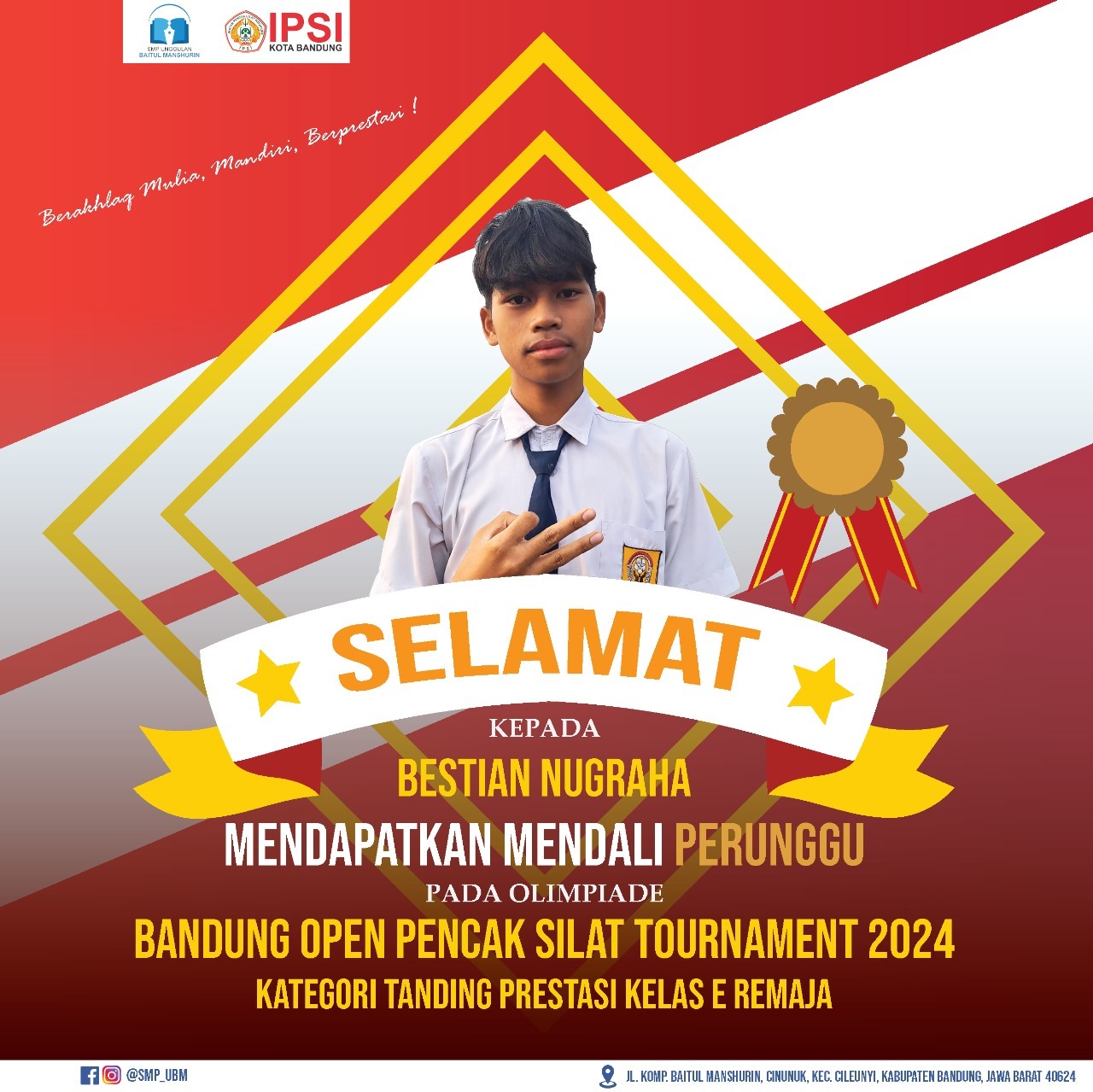 Bandung Open Pencak Silat Tournament 2024 Kategori Tanding Prestasi Kelas E Remaja